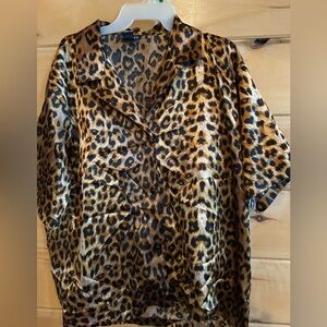 Leopard Print pajama top and matching shorts size XL